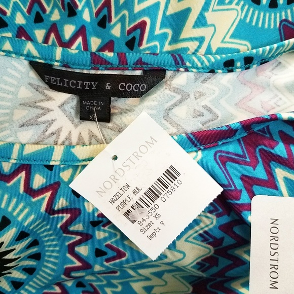 Felicity & Coco Nordstrom's Women's Turquoise Spiral Dress - Picture 2 of 8